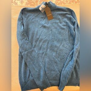 Qi Men's Zip Up Cashmere Sweater in Blue
